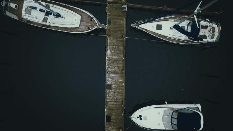 boats at the dock seen from above